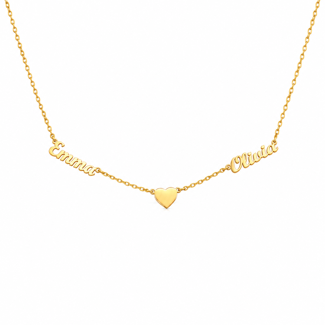 Personalized Family Name with Heart Necklace, Custom Names Jewelry, Mom Gift, Couple Gift