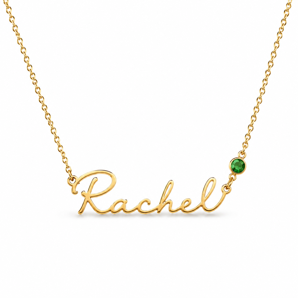 Custom Birthstone Name Necklace, Personalized Jewelry, Dainty Name Pendant Gold, Silver, Gift for Her, Birthday & Wedding Gift