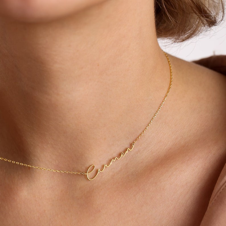 Personalized Signature Style Name Necklace | Dainty Custom Handmade Jewelry, Wedding & Anniversary Gift for Her