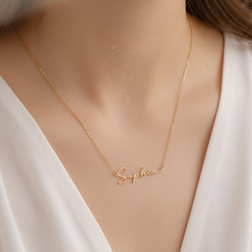 Personalized Name Necklace on Model